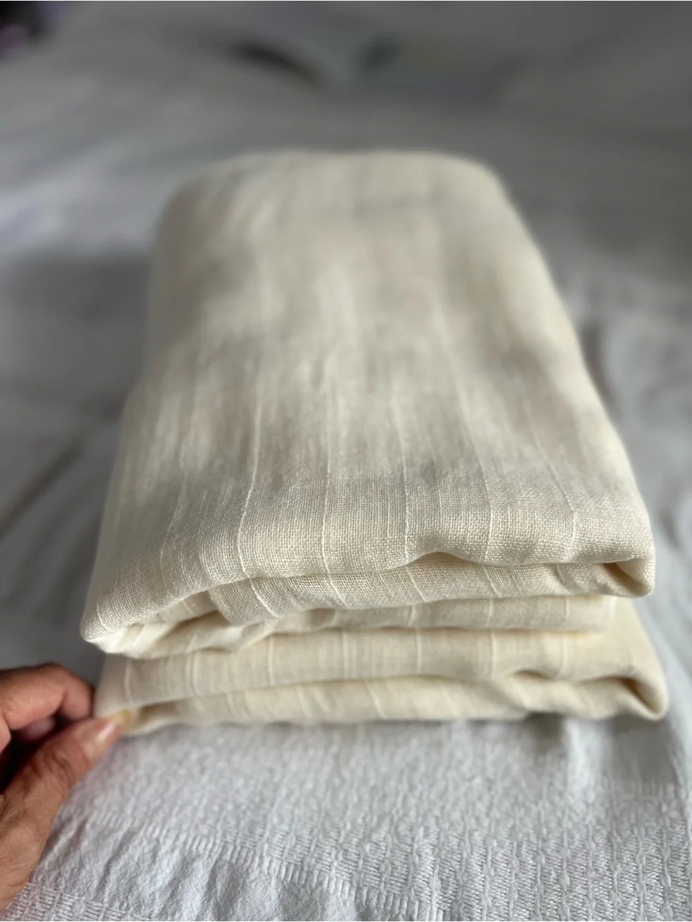 Pottery Barn Emery Ivory Linen Drape Set/ 2 Curtain Panels • 50” x 104” • NWOT